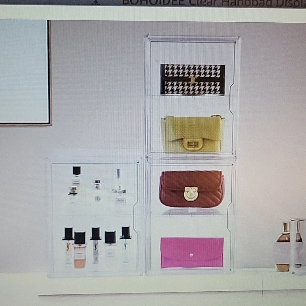 Bohoidee 2 pc clear handbag display case 2 layers large acrylic organizer New